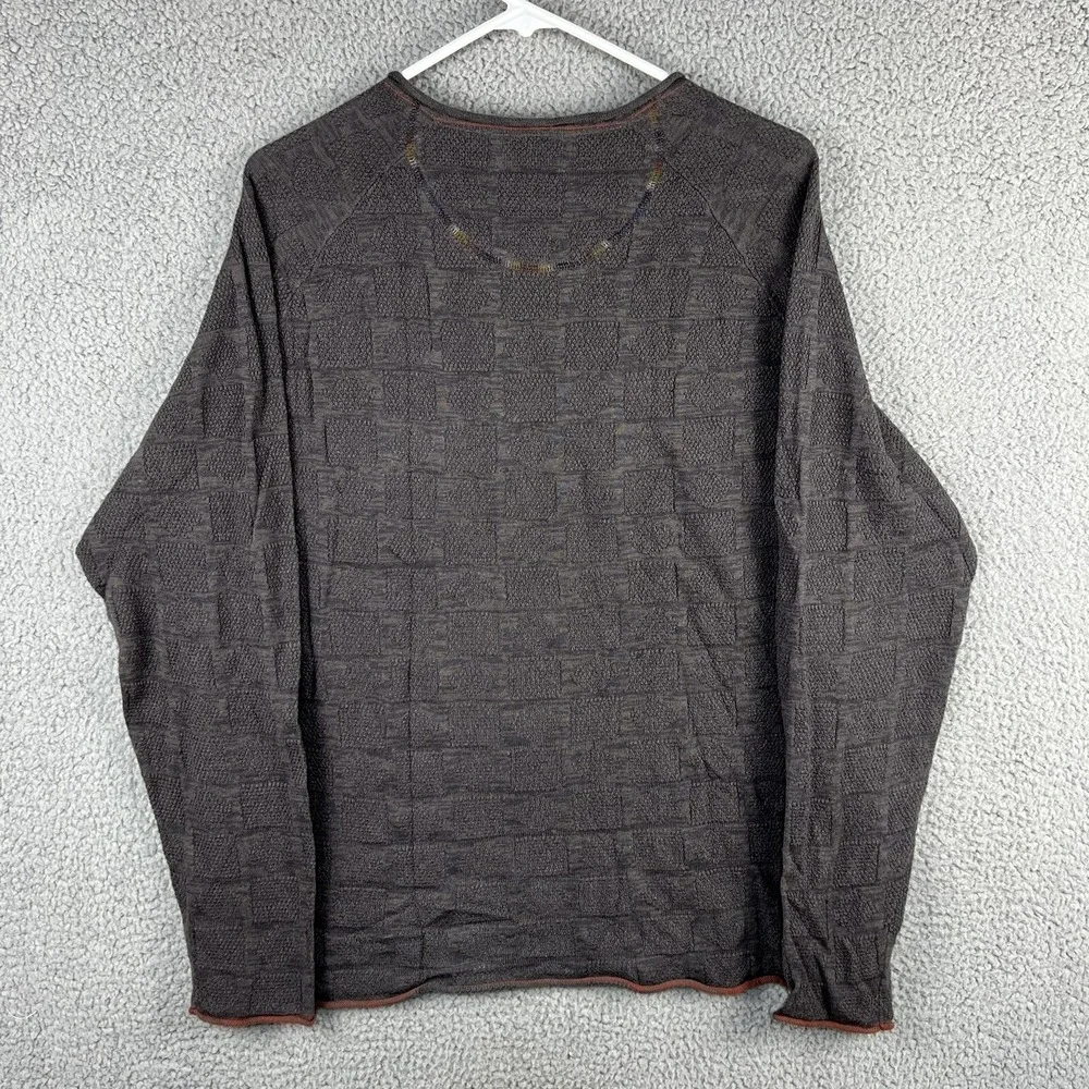 Carbon 2 Cobalt Sweater Mens L Pullover V Neck Thermal‎ Check Textured Knit Grey